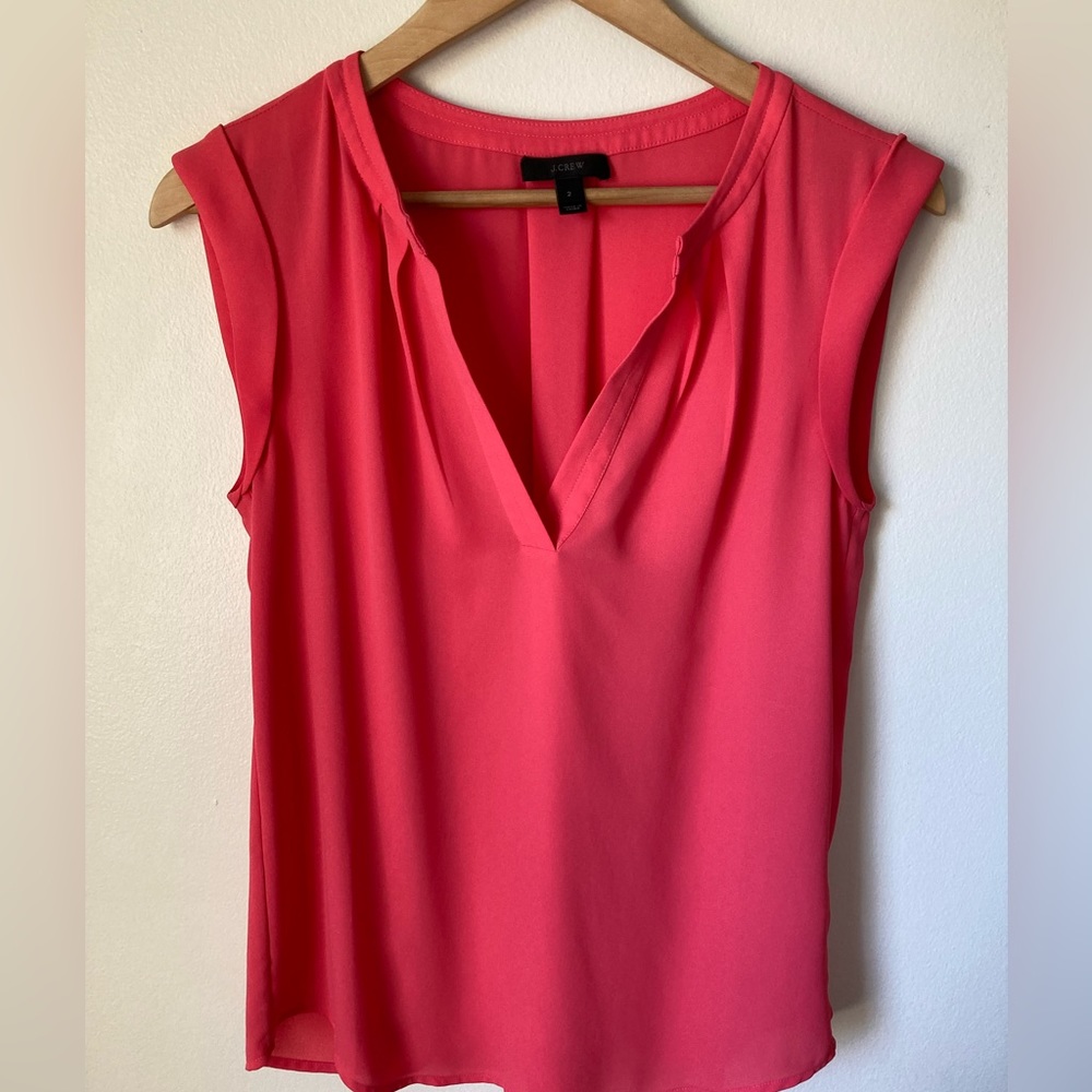 J.Crew Cuffed Sleeveless Coral Blouse Size 2